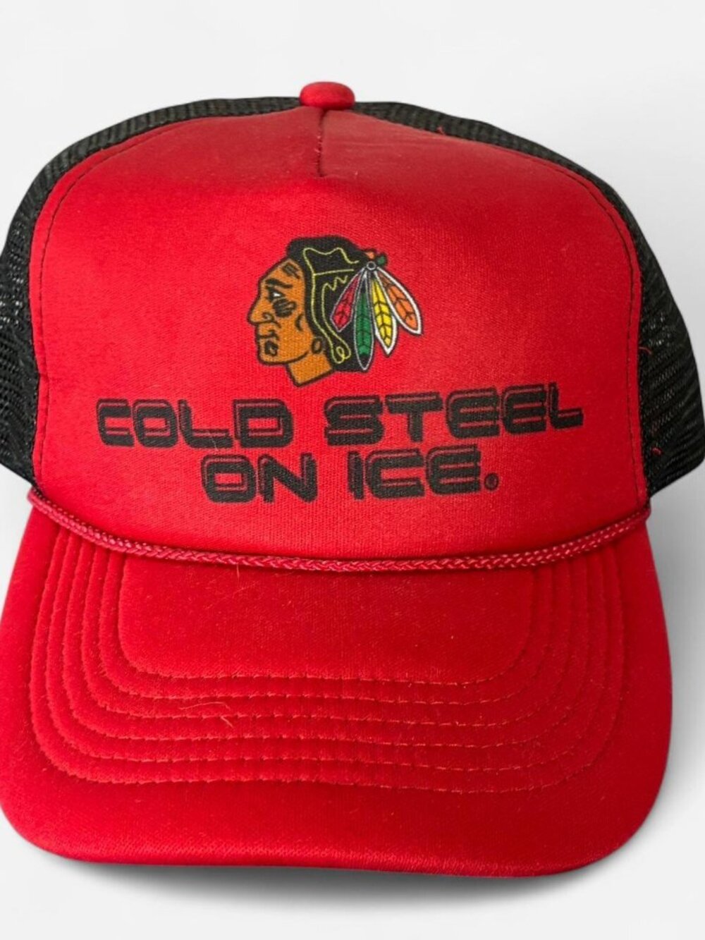 Chicago Blackhawks red and black Kick10 trucker hat